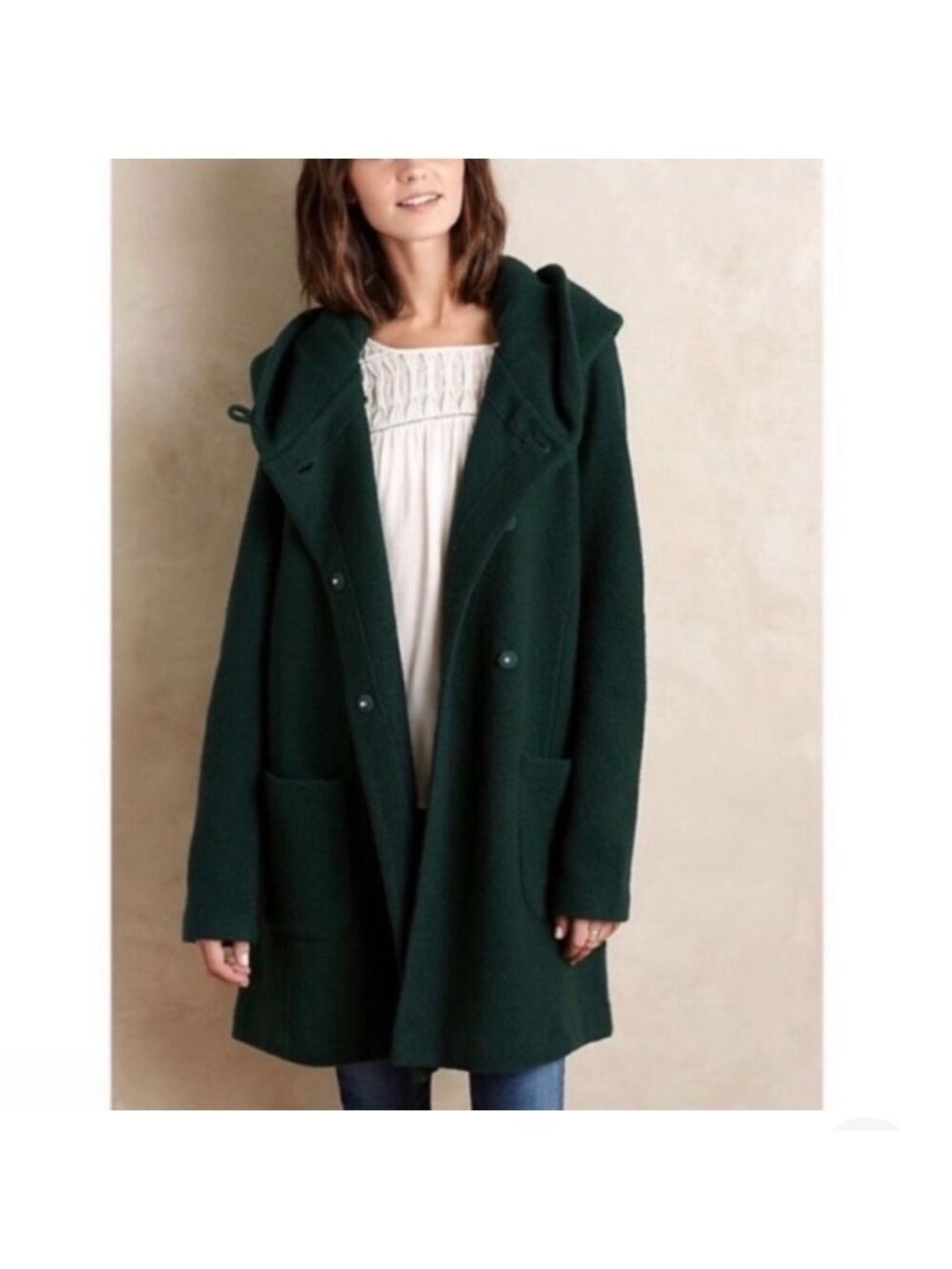 Moth Anthropologie Boiled Wool Green Size Medium